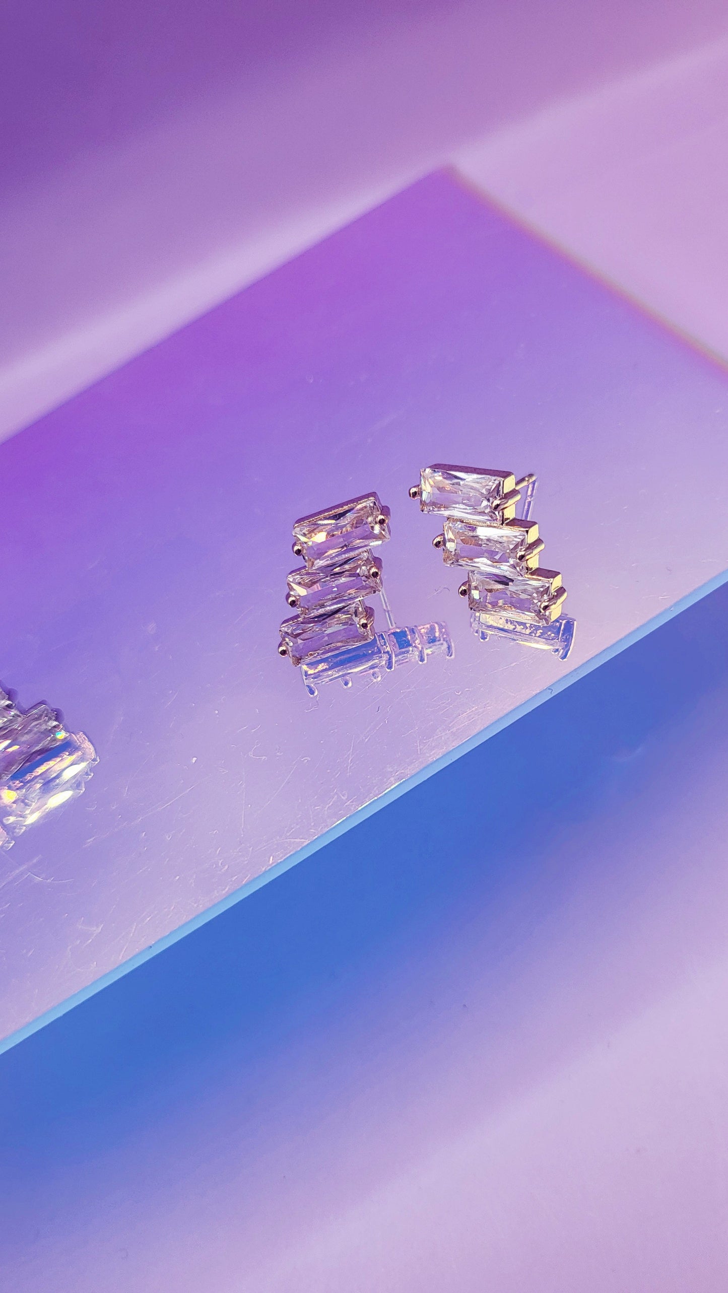 Starlight Stacked Crystal Stud Earrings