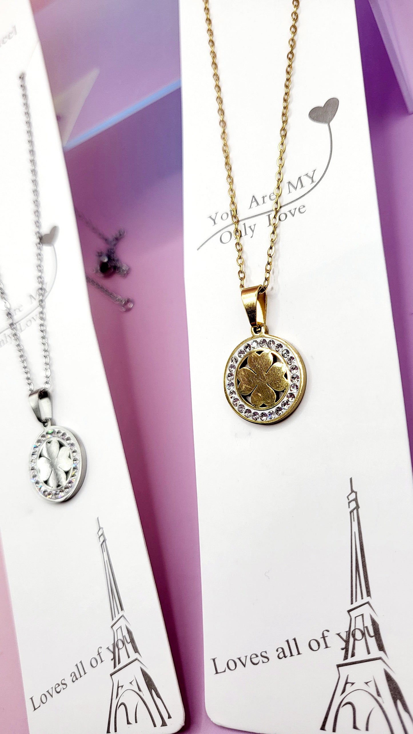 Pavé Crystal Clover Necklace