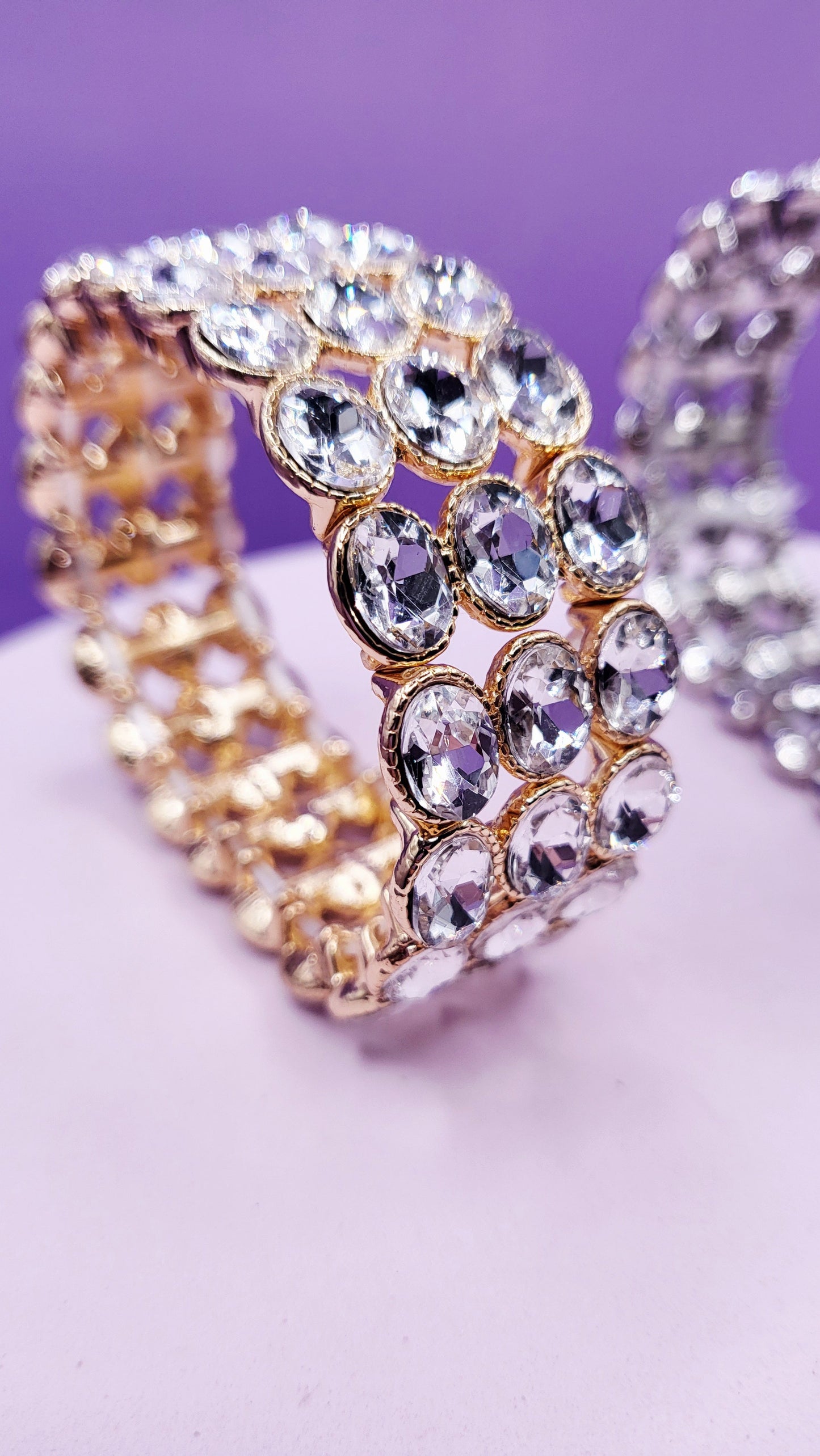 Oval Triple Row Crystal Bracelet