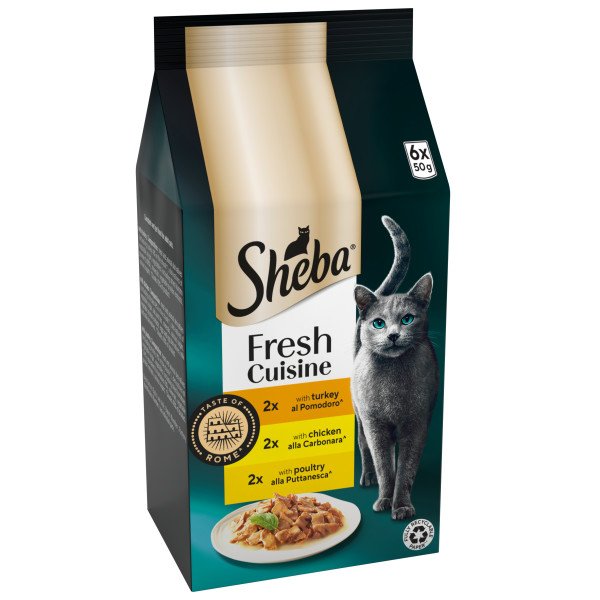Sheba Fresh Cuisine Taste of Rome Turkey & Chicken & Poultry in Gravy Pouches 48 x 50g