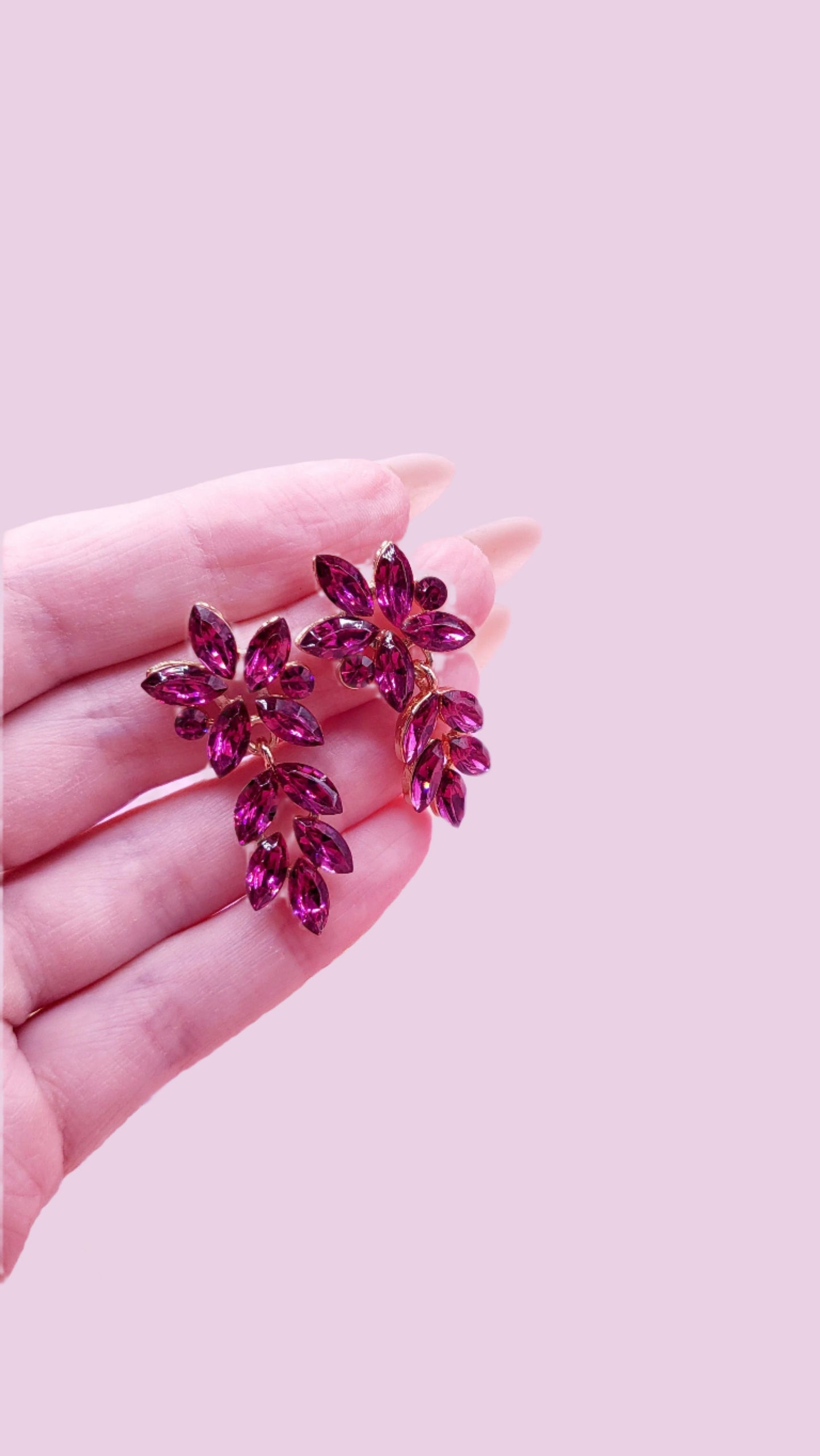 Pink Crystal Drop and Dangle Earrings