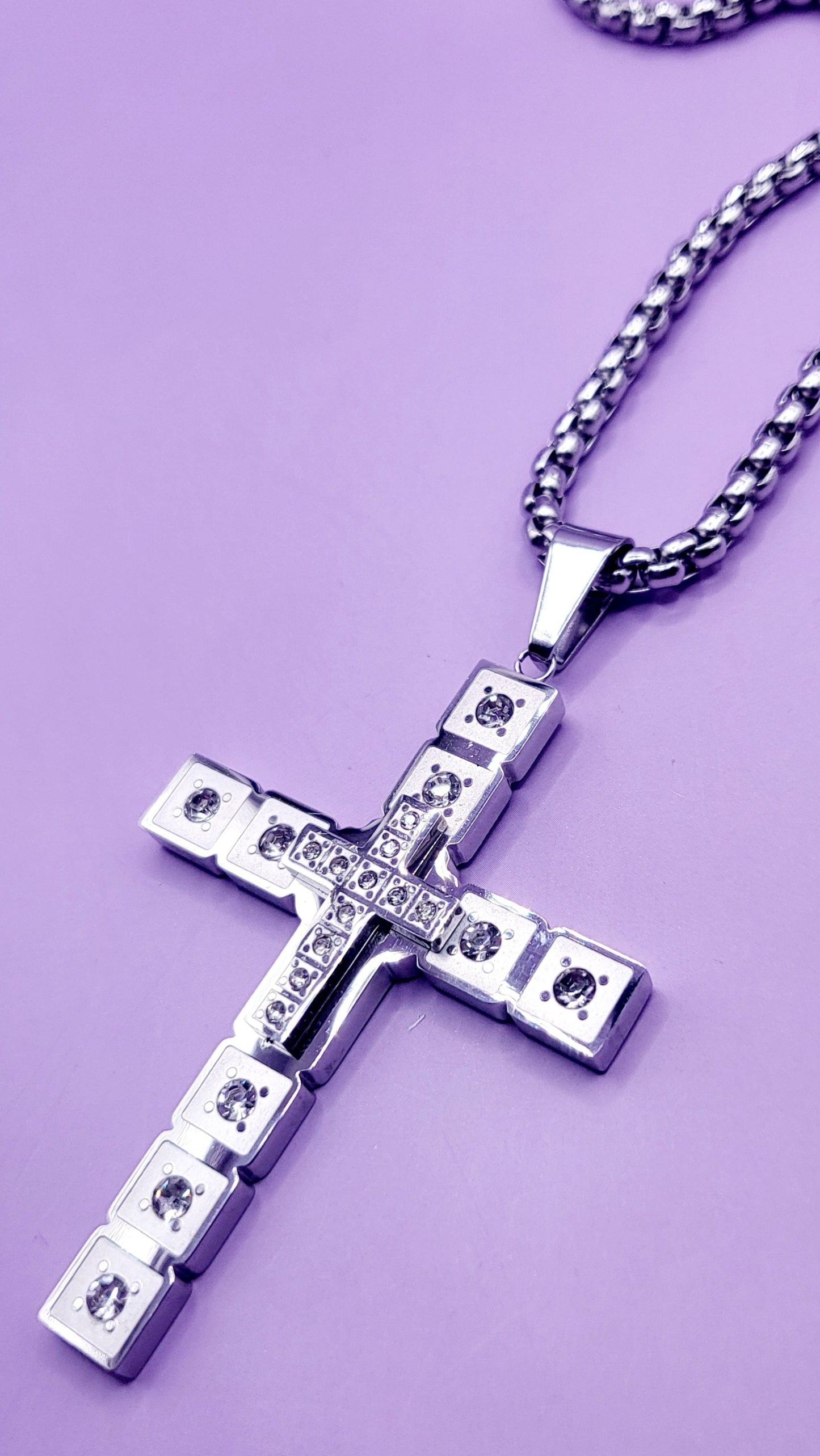 Square Silver Cross Necklace