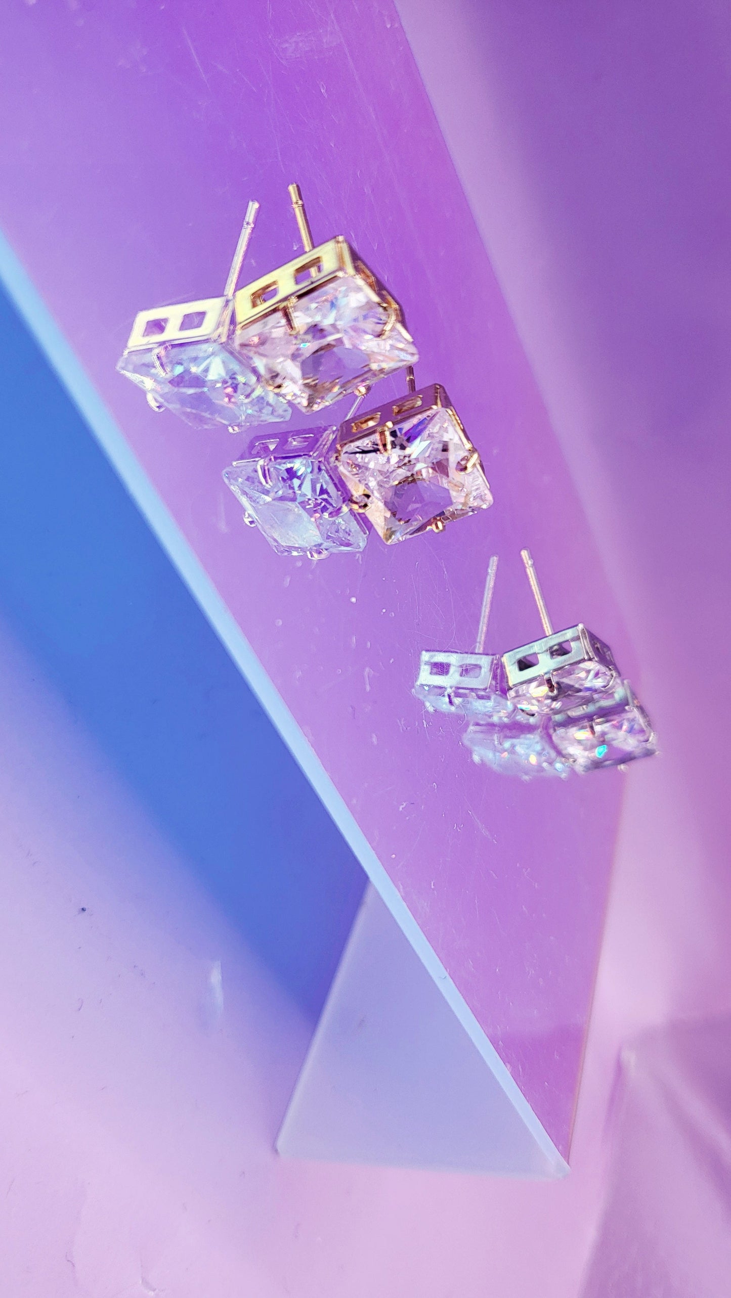 Square Crystal Stud Earrings