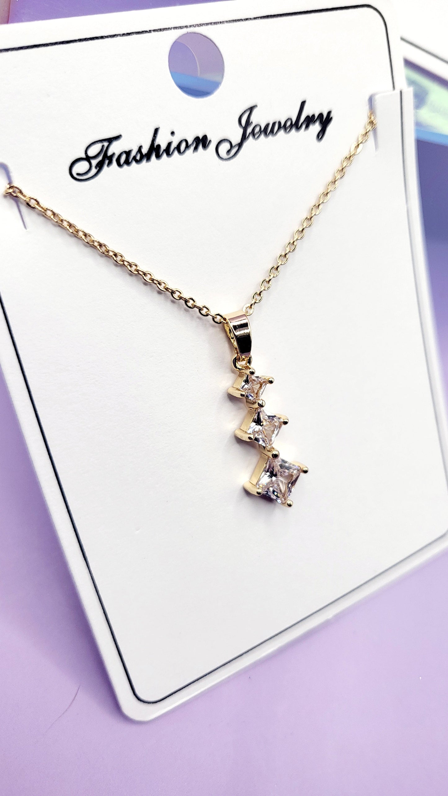 Square Tiered Crystal Necklace