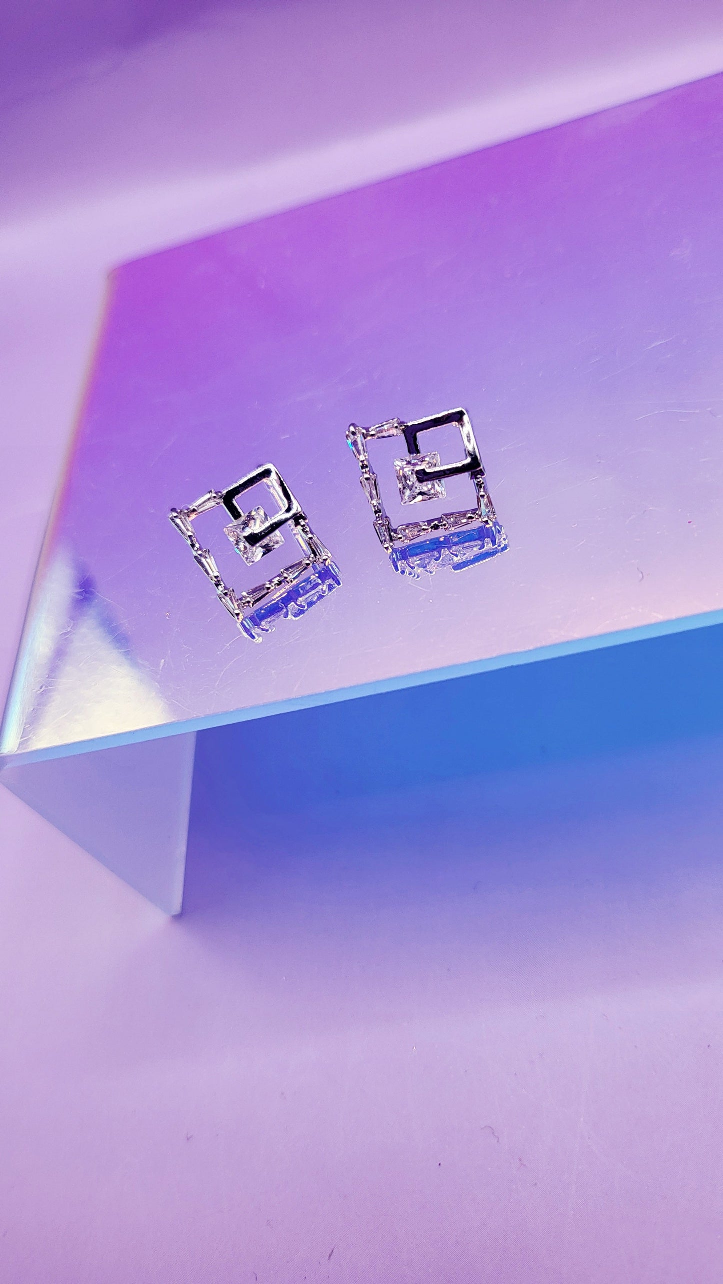 Square Crystal Stud Earrings