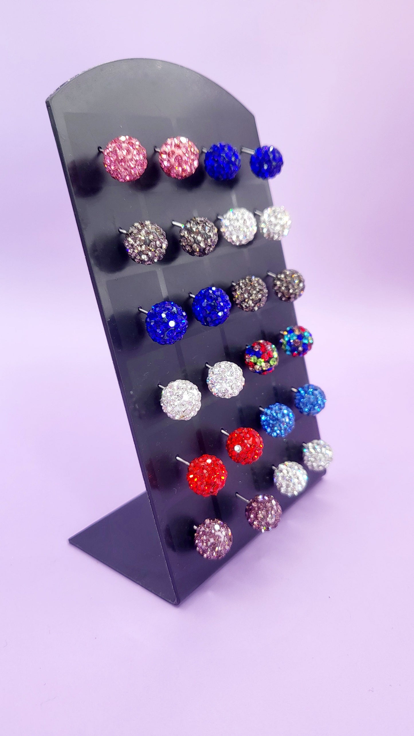 Round Glitter Ball Medium Crystal Earrings Medium Set Of 12