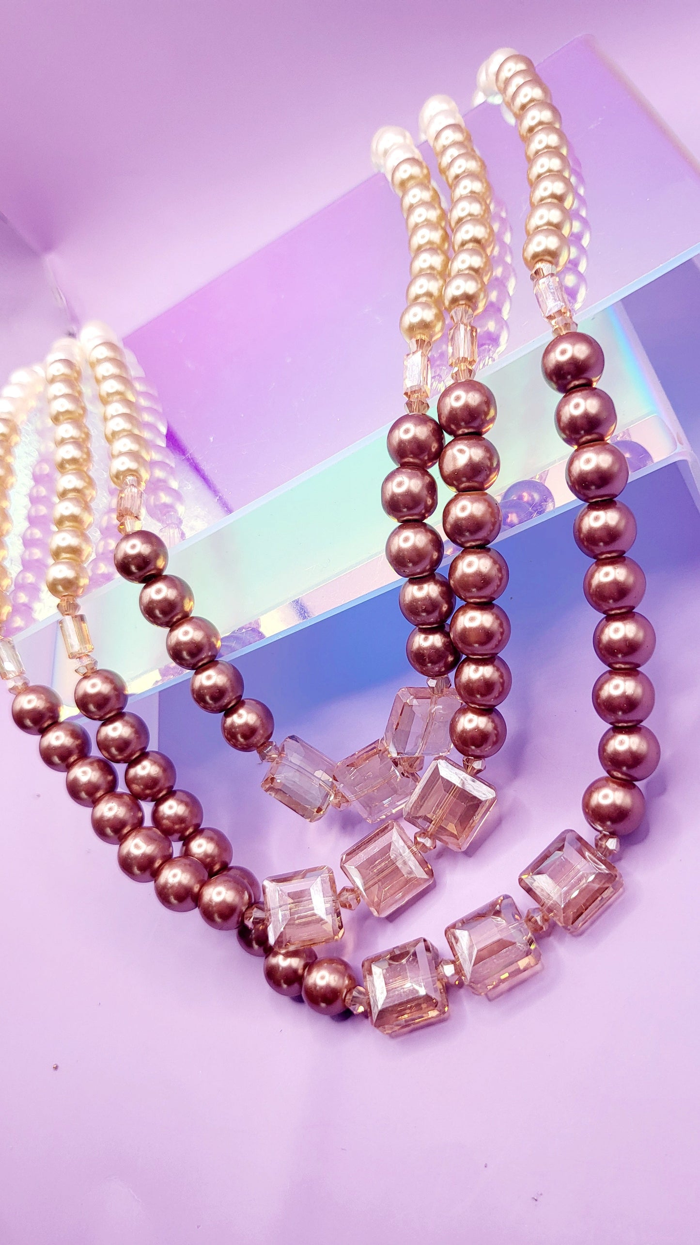 Square Pearl Multi Layer Necklace & Earrings