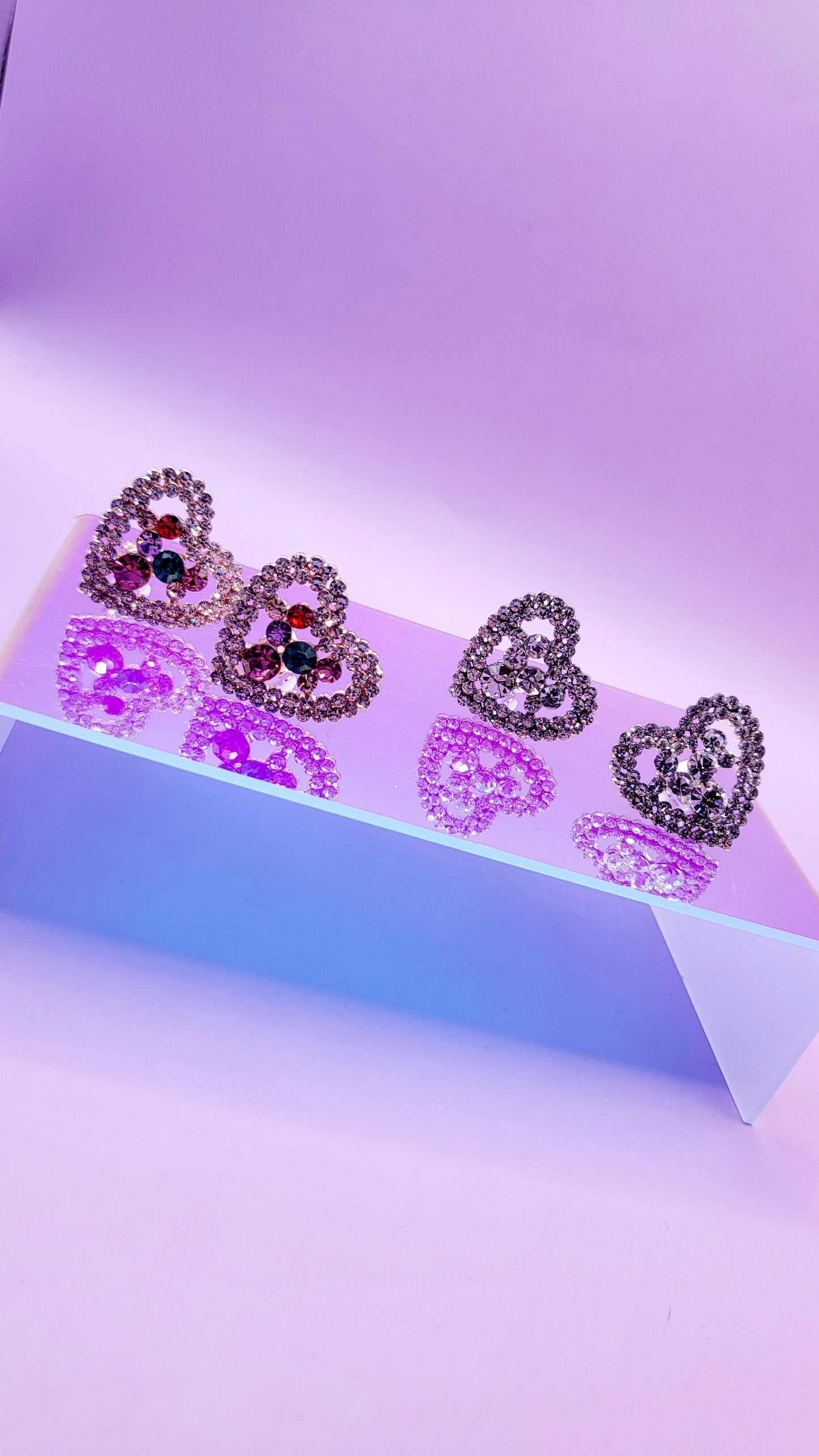 Sweetheart Crystal Non Pierced Clip On Earrings