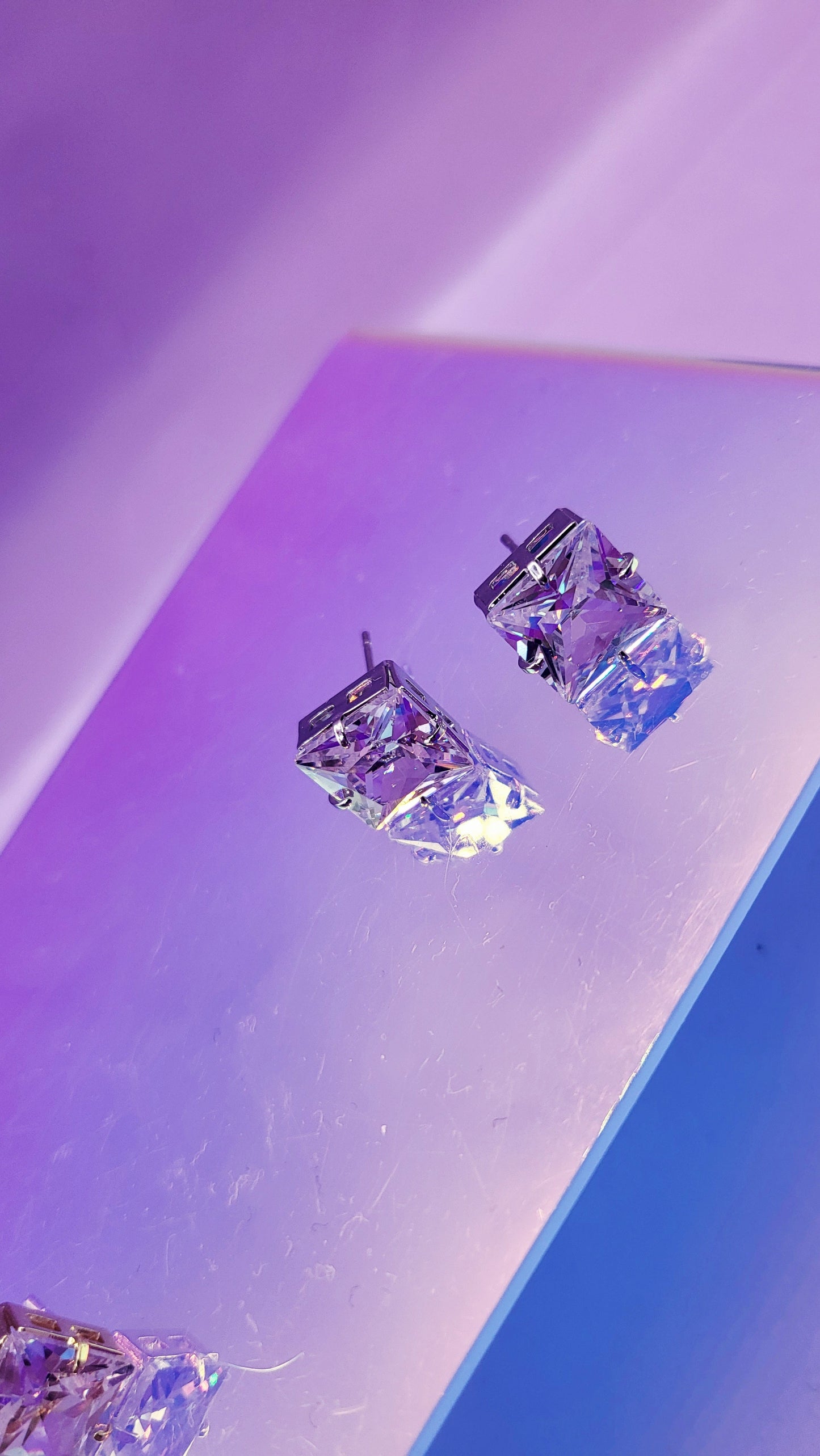 Square Crystal Stud Earrings