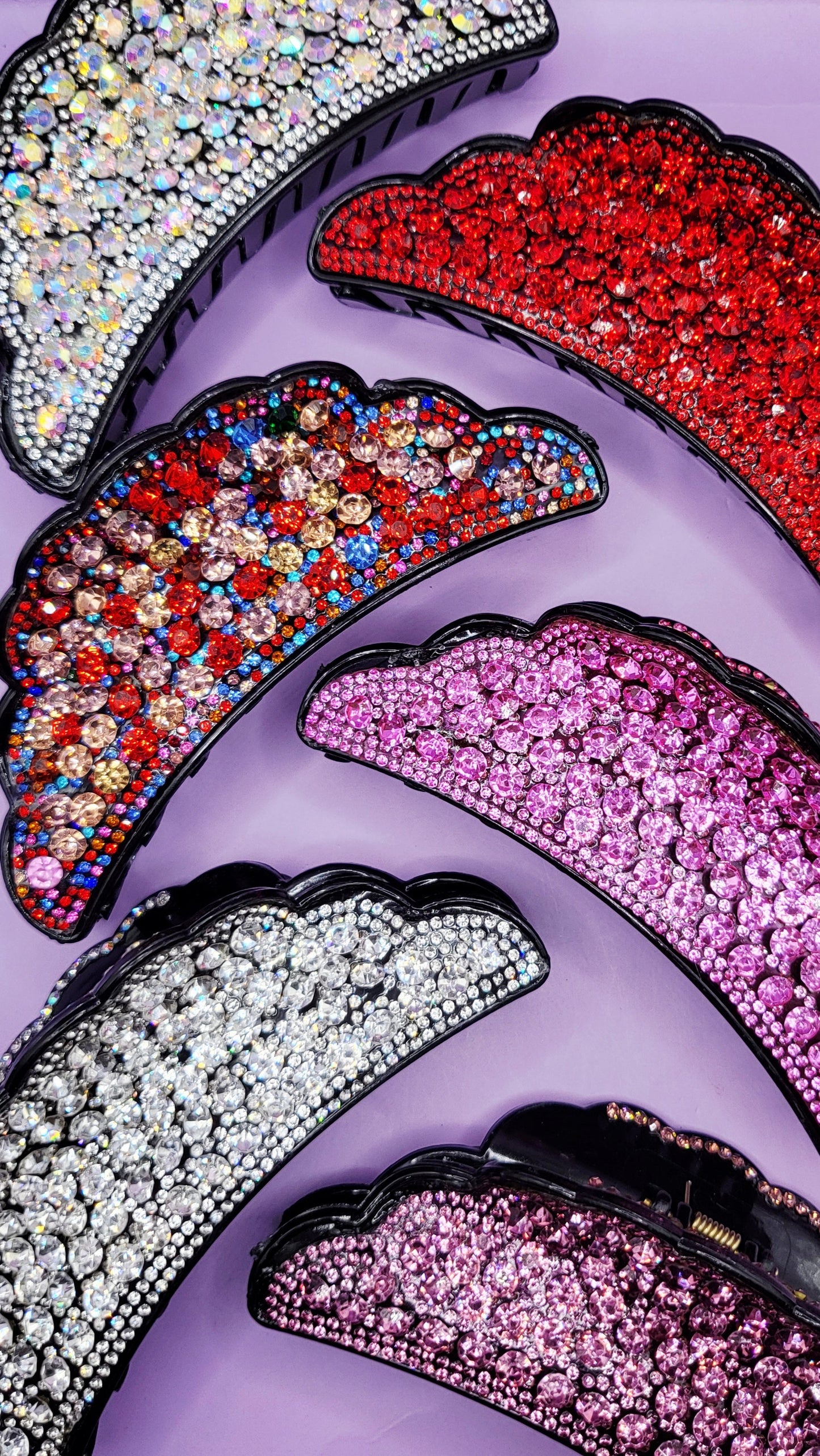 Round Maxi Crystal Hair Clamps Pack of 12