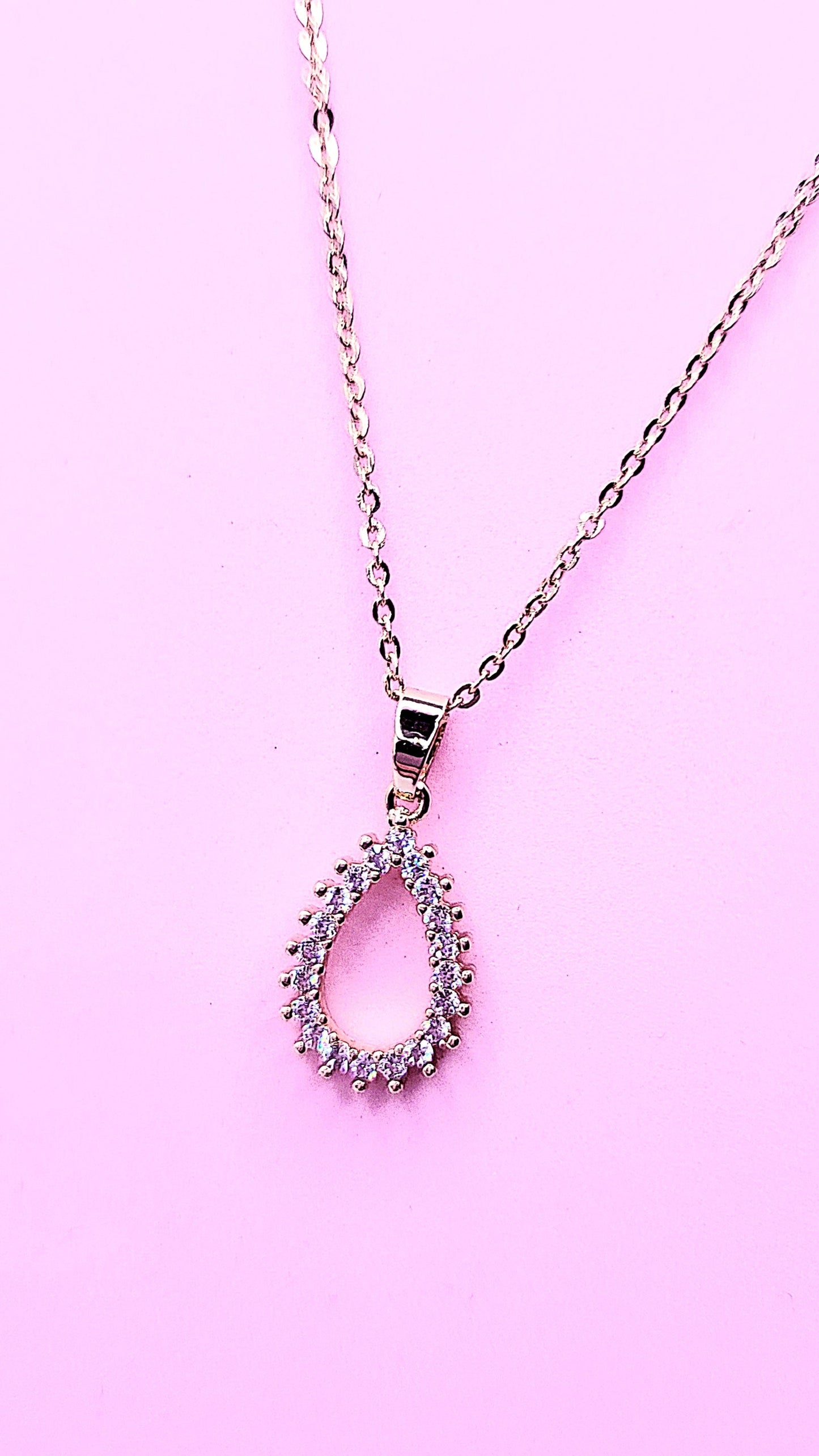 Tear Drop Oval Crystal Necklace