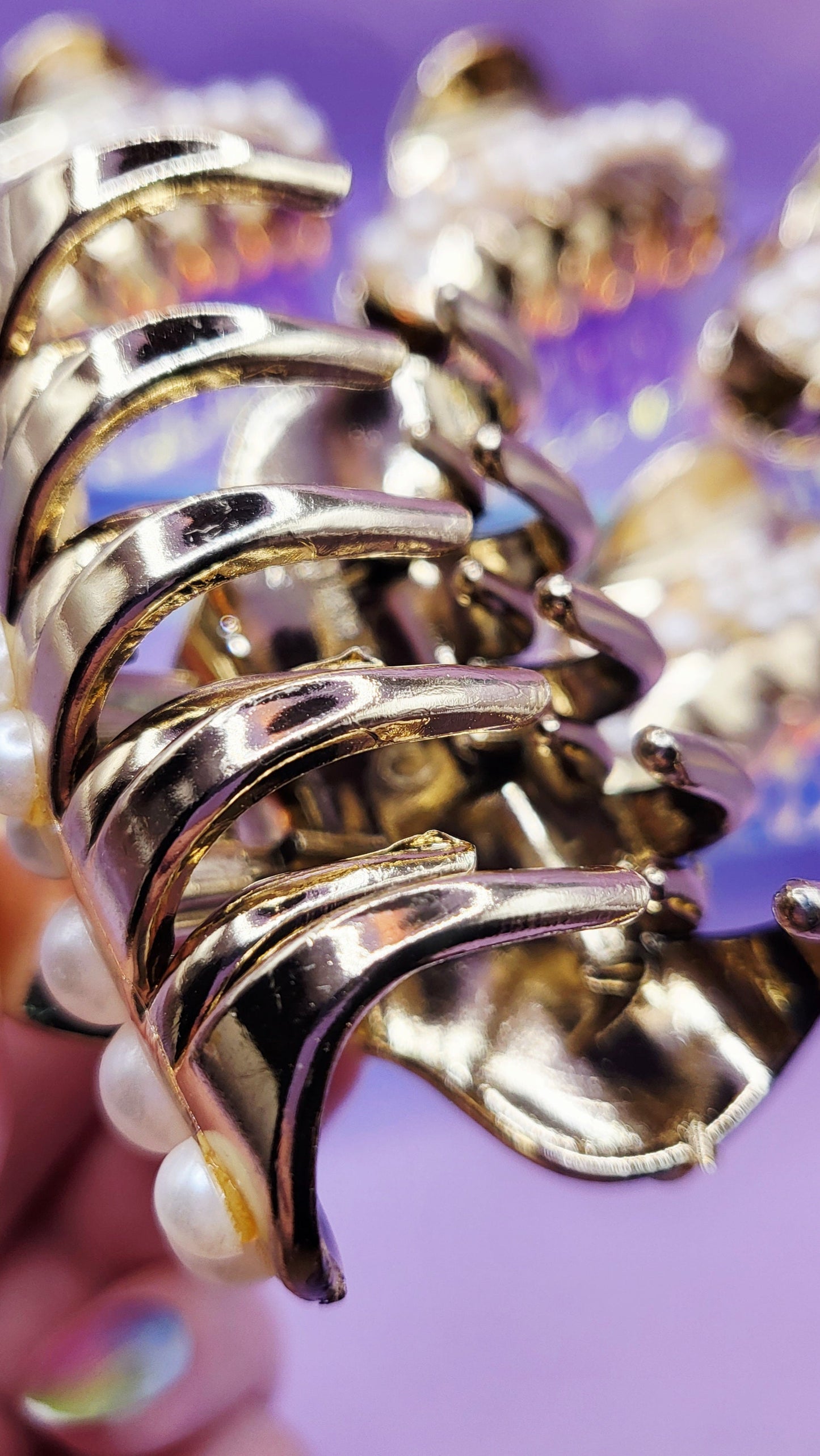 Shiny Gold Pearl Hair Clamps Pack of 12