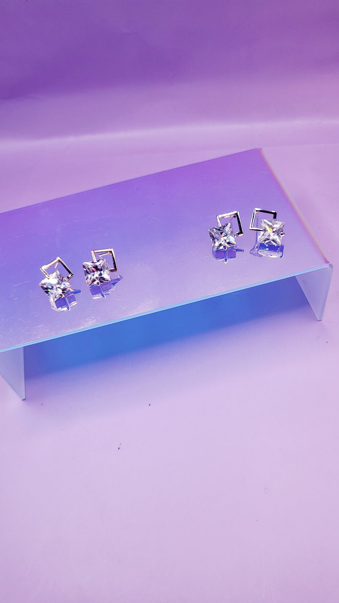 Square Crystal Stud Earrings