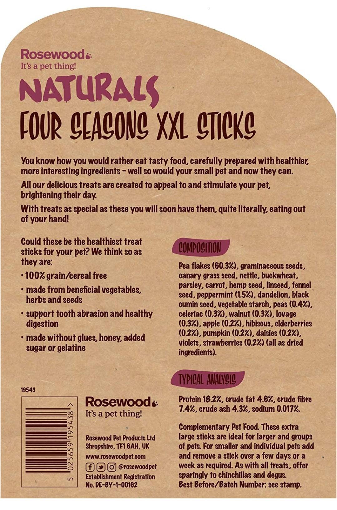 Rosewood Naturals Small Animal Treats Four Seasons Grain-Free Sticks XXL