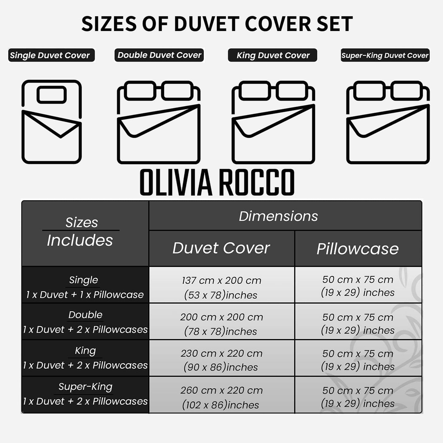 Royal Damask Luxury Super Soft Cotton Rich Duvet Set Easycare Comfortable Bedding Includes Duvet Cover & Pillowcases in Single Double King Sizes by OLIVIA ROCCO