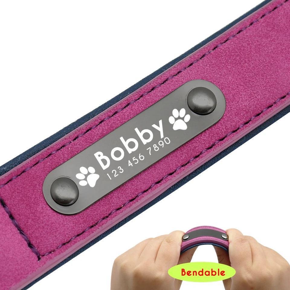 Soft Leather Collar with Custom Tag