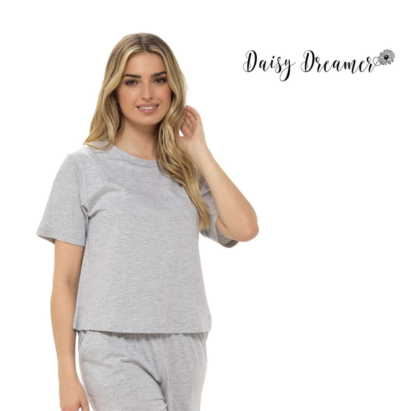 Super Soft Women's Jersey Marl Loungewear Pyjama Set Comfortable Fit Pants Trendy Design Ideal for All Seasons Blue or Grey by Daisy Dreamer