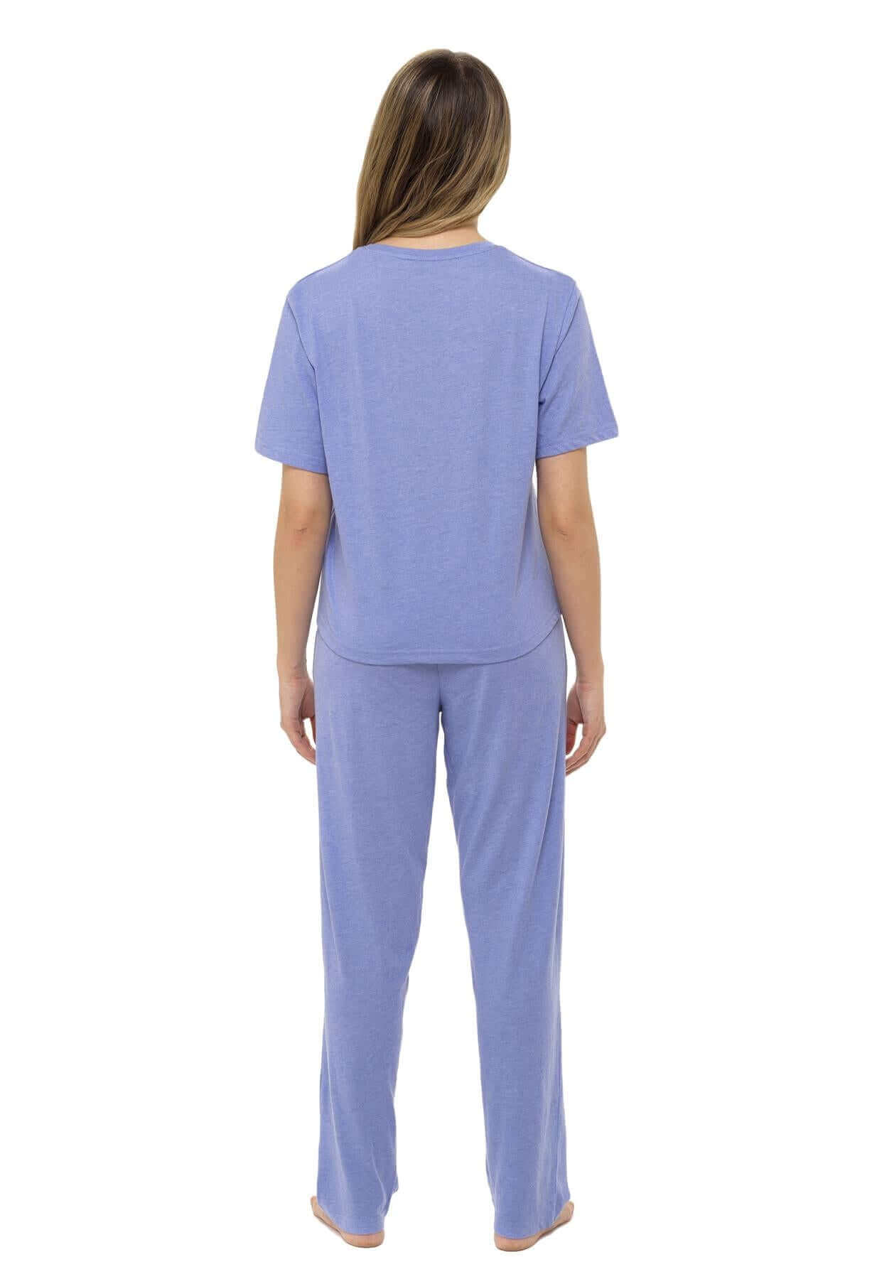 Super Soft Women's Jersey Marl Loungewear Pyjama Set Comfortable Fit Pants Trendy Design Ideal for All Seasons Blue or Grey by Daisy Dreamer