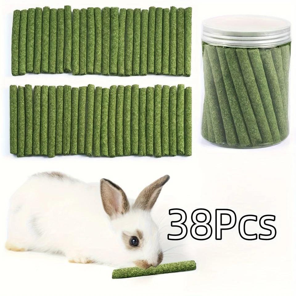 Timothy Hay Sticks 38PCS - Natural Timothy Grass Molar Teeth Stick Chew Toys for Bunnies, Chinchillas, Guinea Pigs, Hamsters