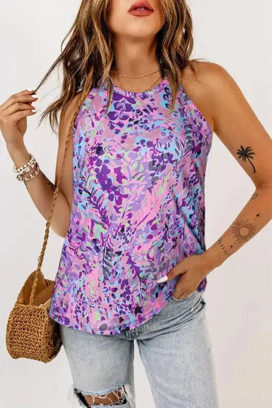 Tropical Floral Racerback Tank Top-4