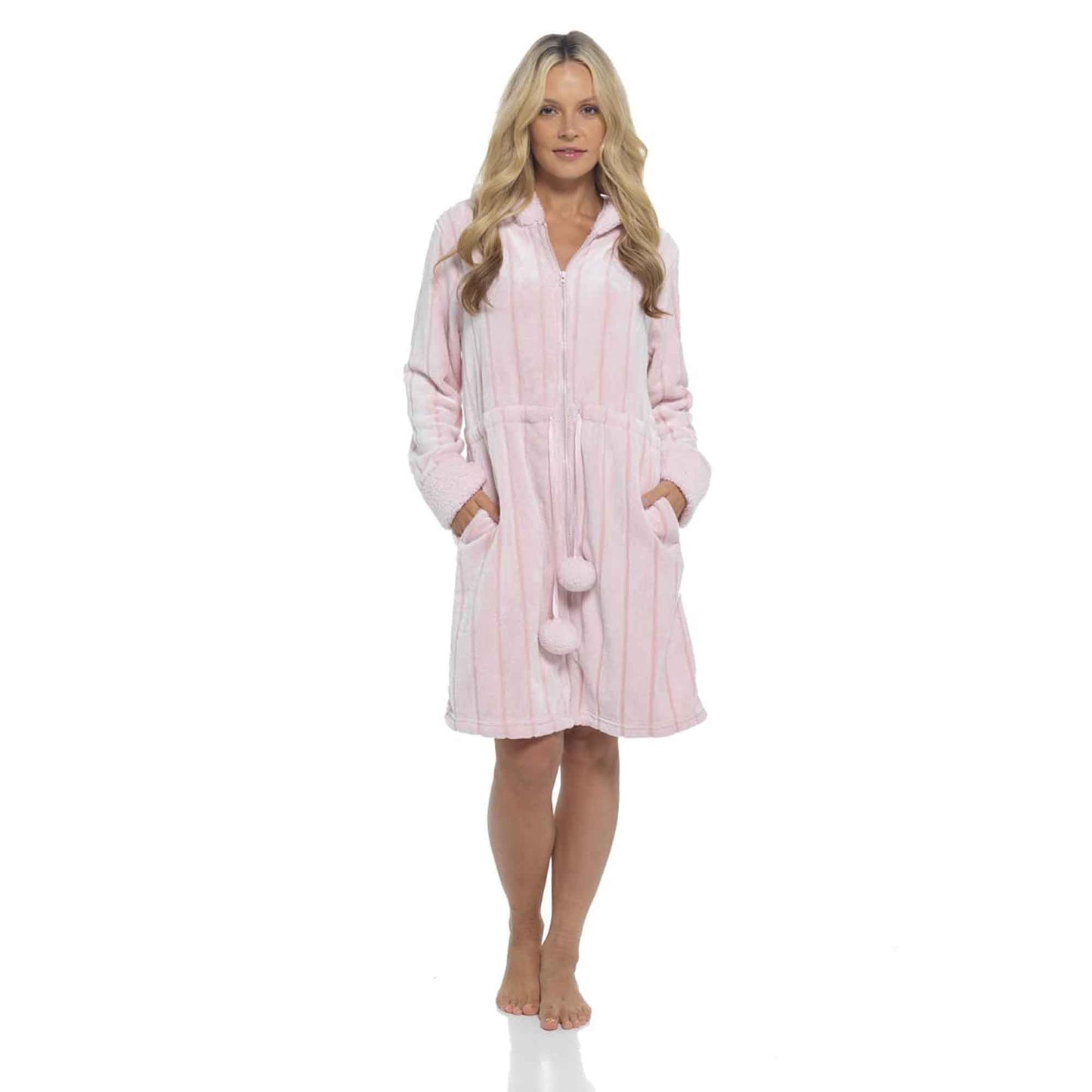 Ultra-Soft Women's Hooded Fleece Bathrobe with Zip Closure Warm Plush Dressing Gown for Home Spa Gym Multiple Colors and Sizes Cozy Loungewear by Daisy Dreamer