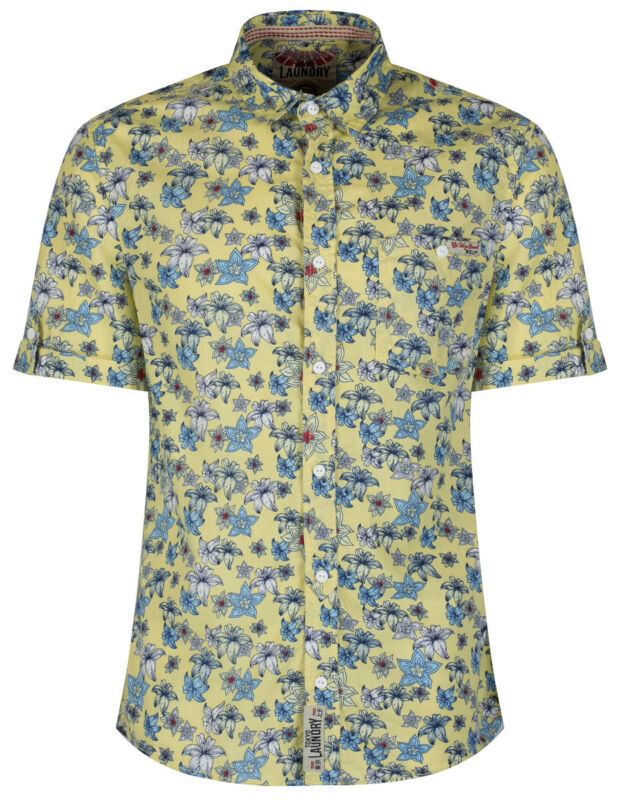 Tokyo Laundry Mens Pure Cotton Short Sleeve Hawaiian Floral Holiday Party Shirts