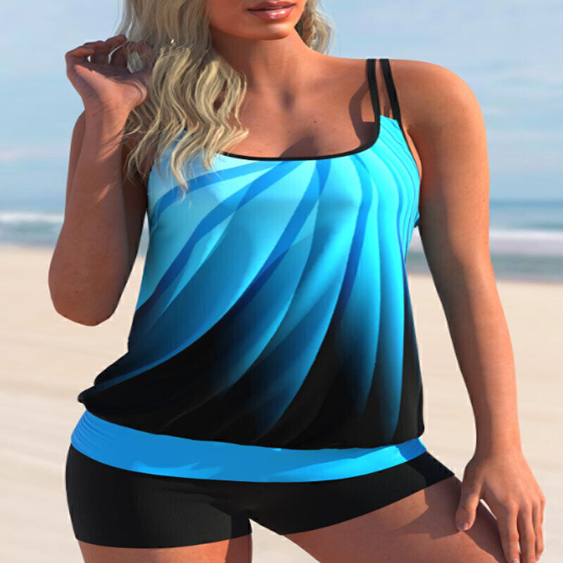 Plus Size Womens Ruffle Tankini Shorts Set Swimming Costume Swimsuit Swim Dress