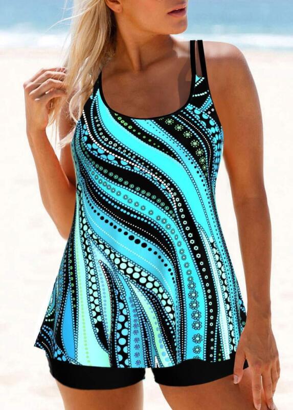 Plus Size Womens Ruffle Tankini Shorts Set Swimming Costume Swimsuit Swim Dress