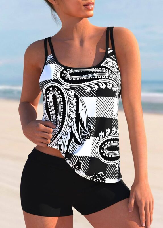 Plus Size Womens Ruffle Tankini Shorts Set Swimming Costume Swimsuit Swim Dress