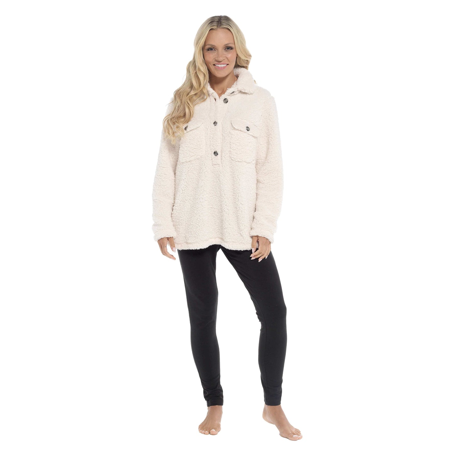 Women's Ultra-Soft Sherpa Lounge Set Long Sleeve Top and Leggings with Double Pockets Cozy Pajamas for Chilly Days Multiple Sizes Daisy Dreamer