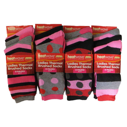 12 Pack Womens Thermal Winter Socks Extra Warm for Cold Weather High Insulation with 2.3 Tog Rating Perfect for Work Boots and Outdoor Activities by Heatwave Thermalwear
