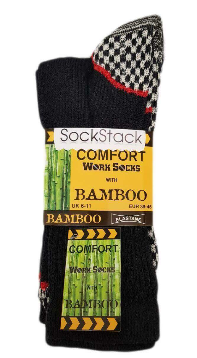 12 Pairs Mens Heavy Duty Bamboo Work Socks Moisture Wicking Cushioned Reinforced Heel Toe for Construction and Outdoor Work UK Sizes 6-11 Sock Stack