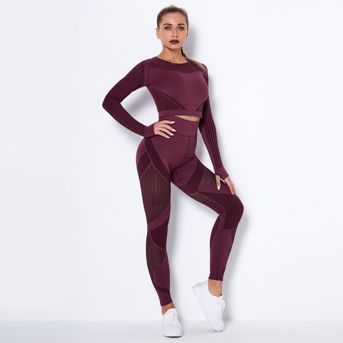 Seamless Knitted Absorbent Yoga Long-Sleeved Suit Yoga Wear suit