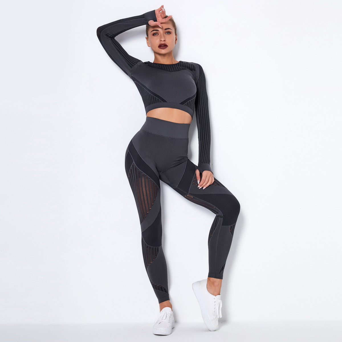 Seamless Knitted Absorbent Yoga Long-Sleeved Suit Yoga Wear suit