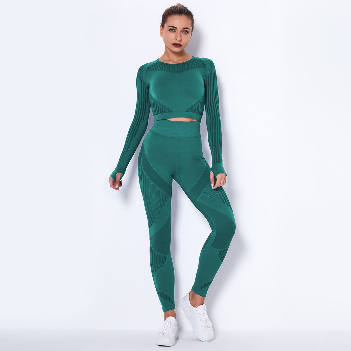 Seamless Knitted Absorbent Yoga Long-Sleeved Suit Yoga Wear suit