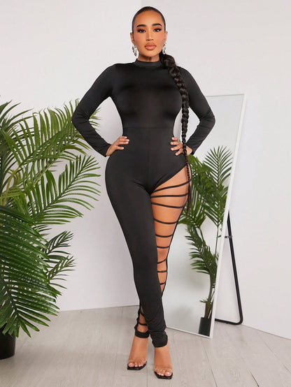 SXY New Year Women'S Hollow Out Design Sexy Skinny Jumpsuit