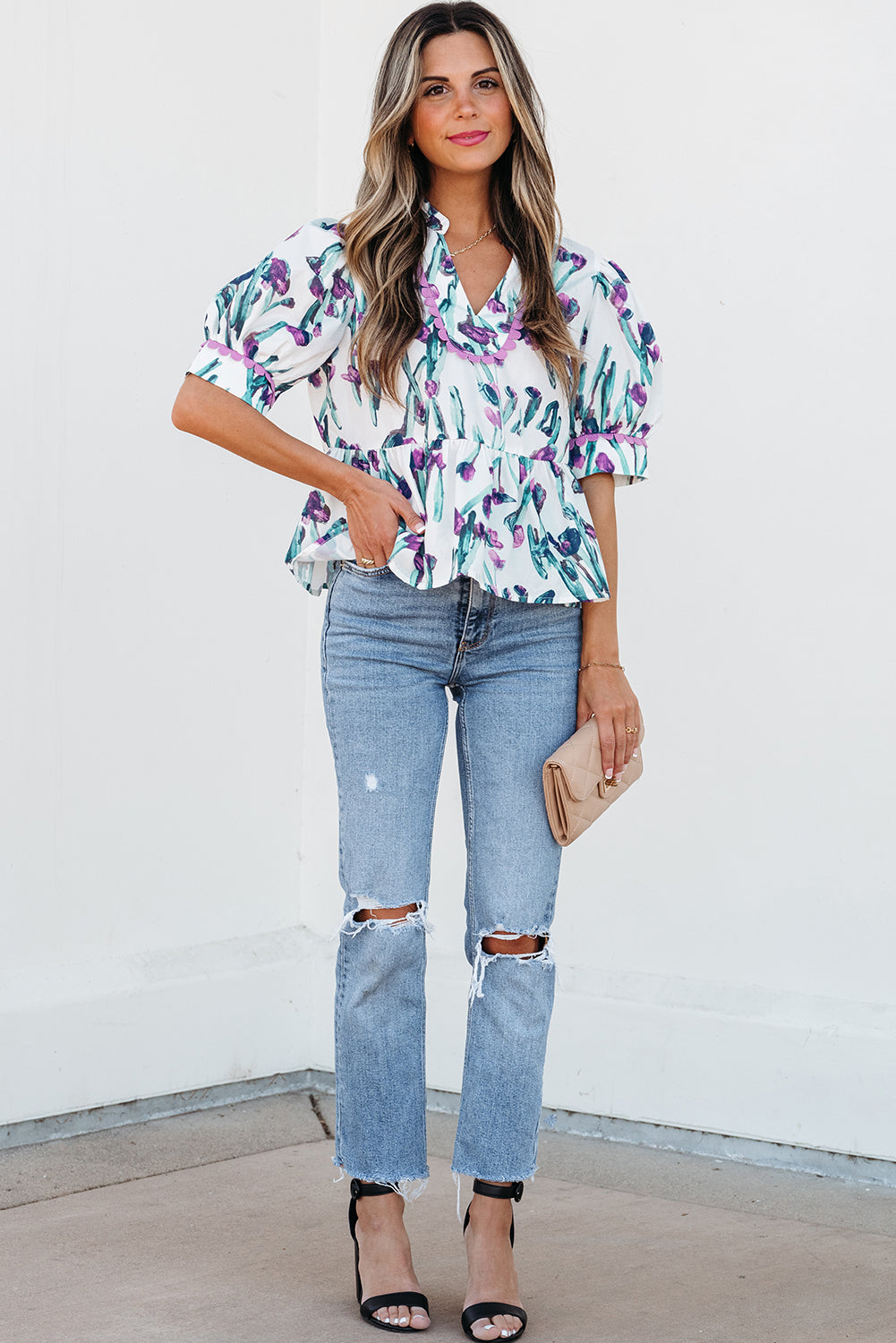 Raelyn Floral Ricrac Trim Top-3