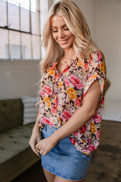 Rhea Floral  Crew Neck Blouse-2