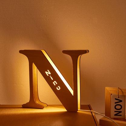 Personalised Wooden Letter Lamp Custom Name Alphabet Night Lights 19CM