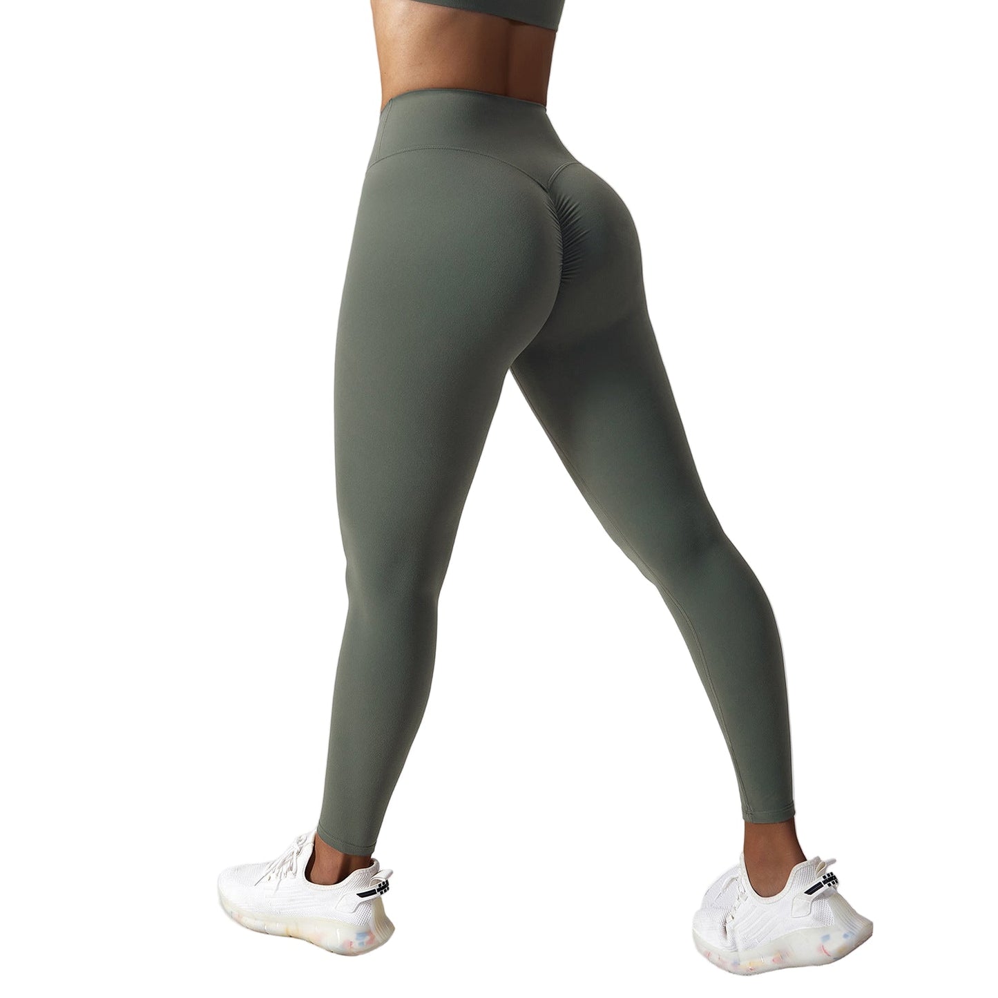 Seamless Nude Feel Yoga Pants – High Waist, Adjustable Drawstring