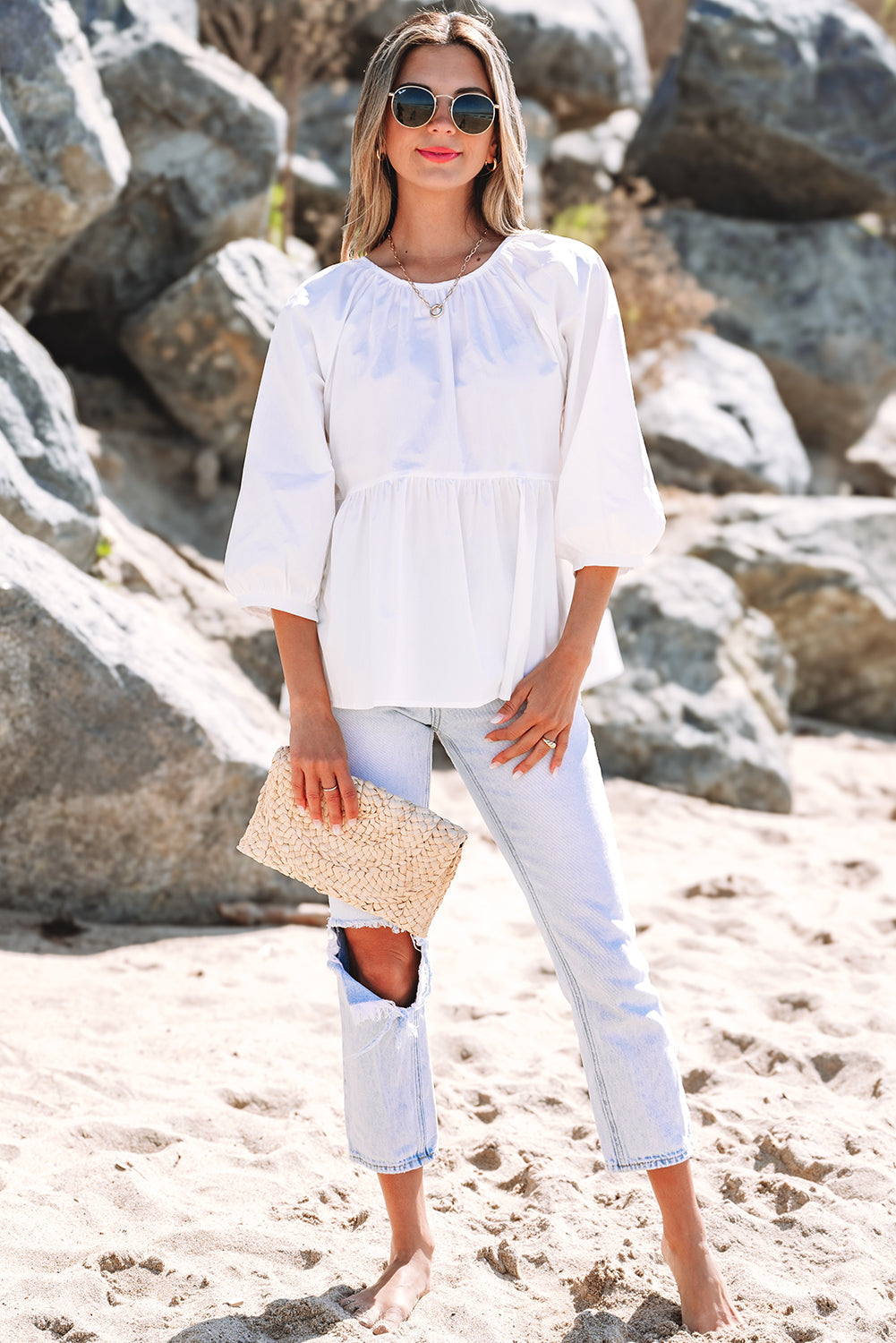 Paula Bow Knot Cutout Back Blouse-4