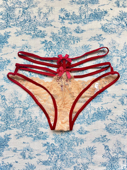 Tan & Red Straps Bow Panty-1