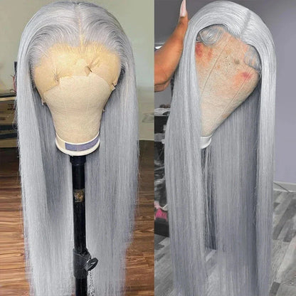 Silver Grey Color Body Wave Lace Front Wig 13x4 Hd Transparent Lace Front Human Hair Wigs Brazilian Hair Colored Wigs For Women