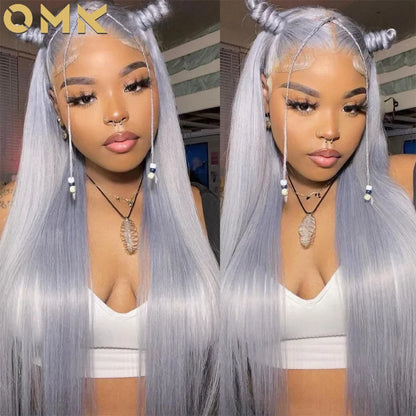 Silver Grey Color Body Wave Lace Front Wig 13x4 Hd Transparent Lace Front Human Hair Wigs Brazilian Hair Colored Wigs For Women