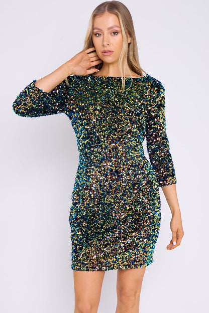 Multicolour Sequin Mini Dress-1