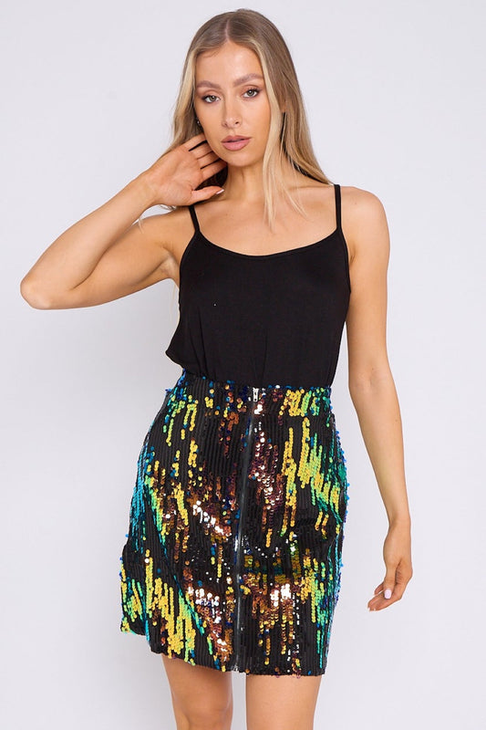 Skylar Multicolour Sequin Mini Skirt-0