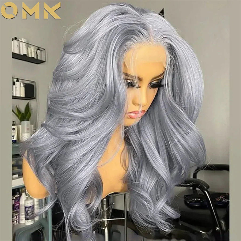 Silver Grey Color Body Wave Lace Front Wig 13x4 Hd Transparent Lace Front Human Hair Wigs Brazilian Hair Colored Wigs For Women