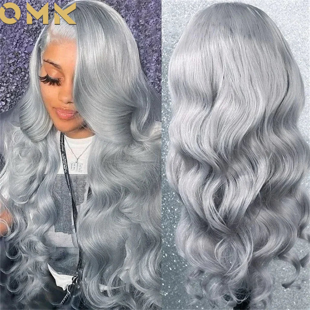 Silver Grey Color Body Wave Lace Front Wig 13x4 Hd Transparent Lace Front Human Hair Wigs Brazilian Hair Colored Wigs For Women