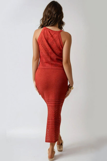 Rust Crochet Knitted Co Ord Set-2