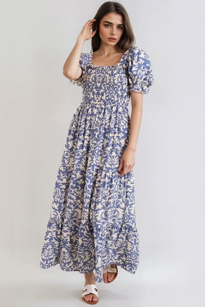 Light Blue Printed Maxi Dress-0